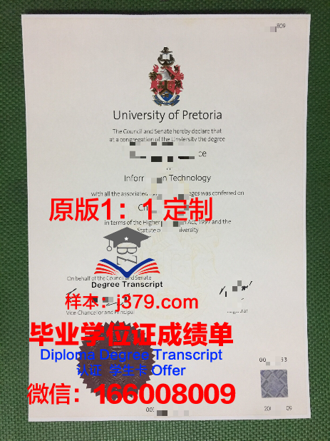 比勒陀利亚大学毕业证Diploma文凭